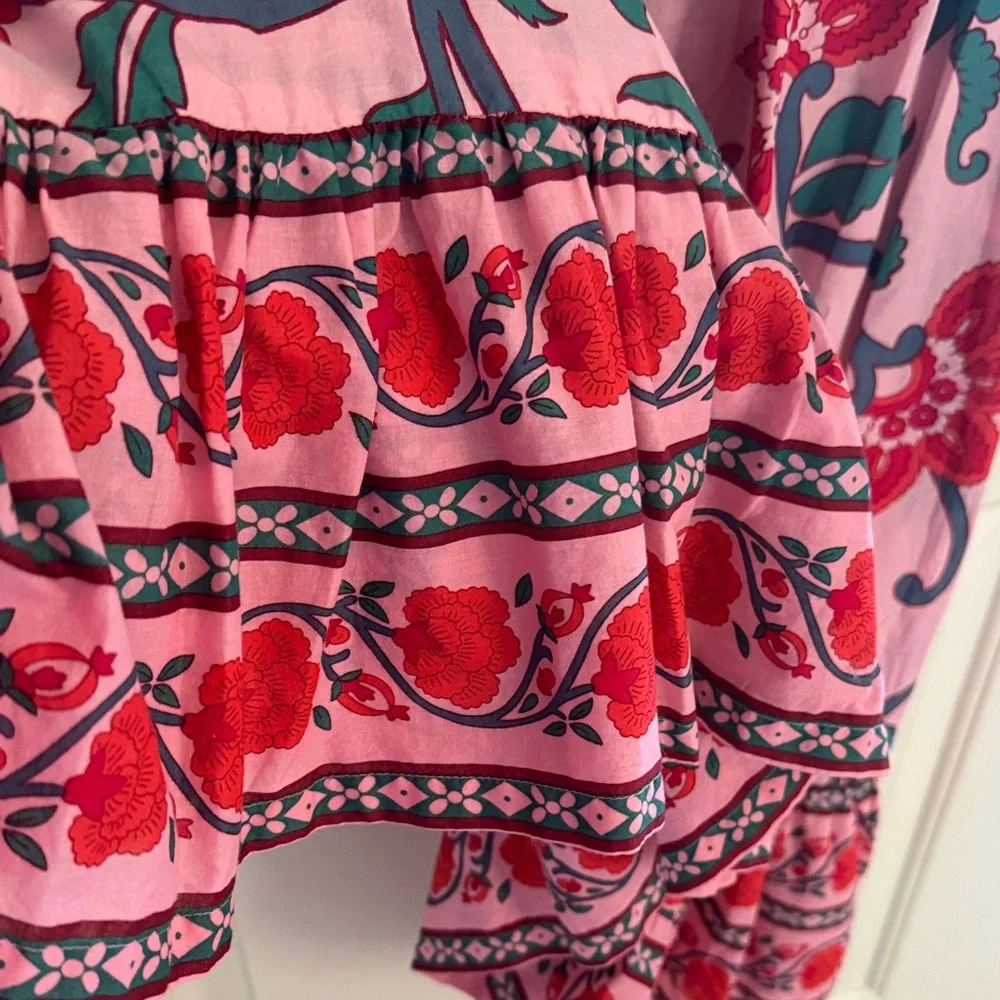 Jcrew Beachwear Floral Pink and Green V-neck Tunic Dress / Cover up - Picture 6 of 9